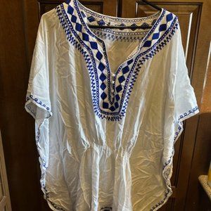 Raviya Large Blue & White Women's Cover Up/Shirt